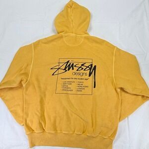 Stussy World Tour Zip Up Hoodie Mustard Yellow XXL 1975079 New With Tags